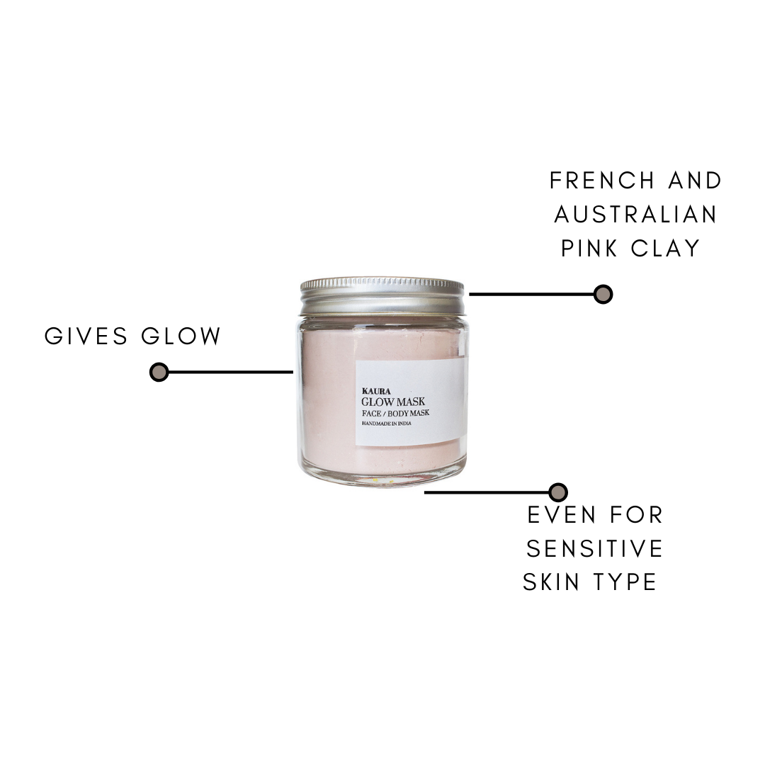 Glow face mask with french pink clay