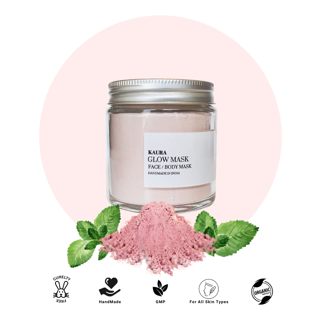 Glow skincare face mask with french pink clay & peppermint 