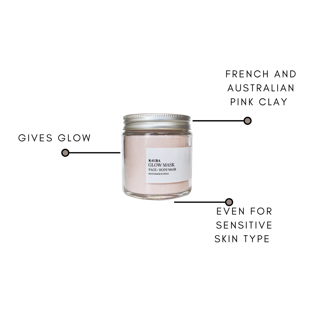 Glow face mask with french pink clay 